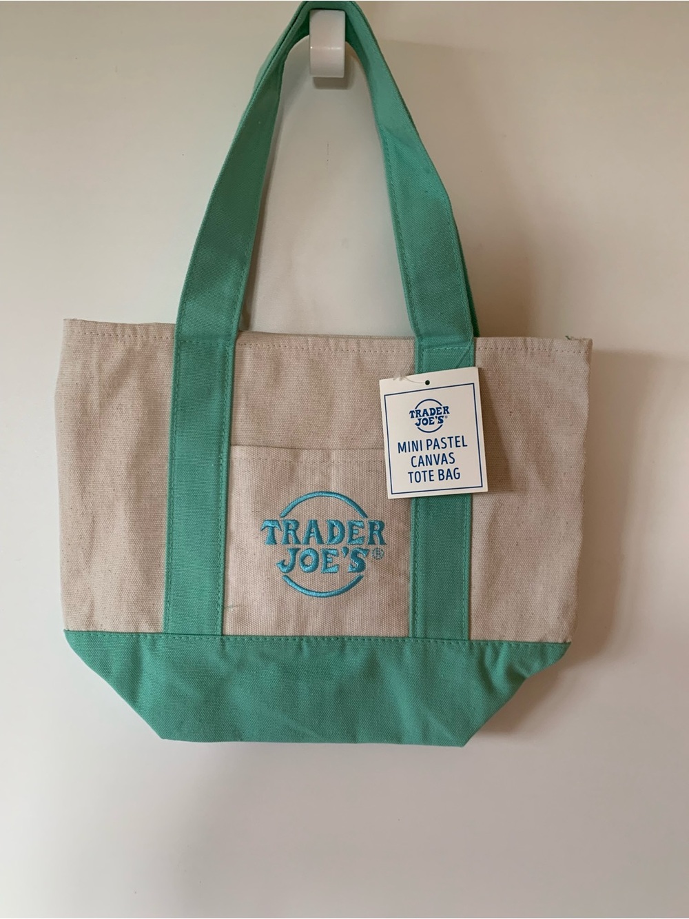 Trader Joe’s Pastel Canvas Mini Tote Bag in Mint New